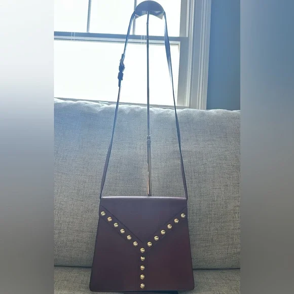 Authentic Yves Saint Laurent Studded Brown Shoulder Bag excellent like new YSL - Picture 3 of 14
